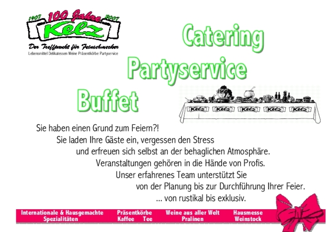 Kelz-Delikatessen Eichstaett - Partyservice Broschuere Seite1